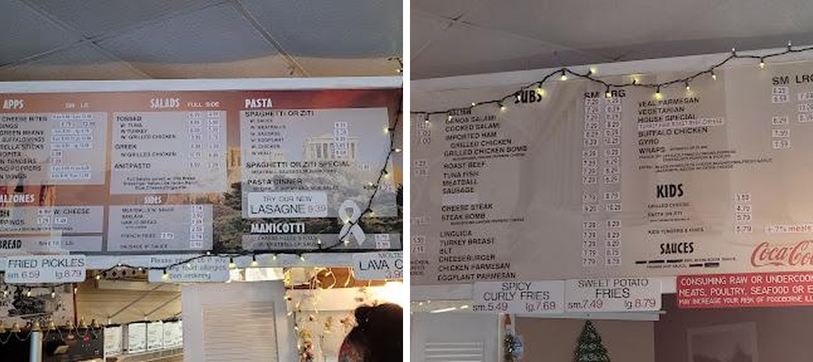 Alecsies House of Pizza Menu